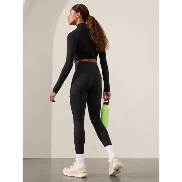 ATHLETA Headland Hybrid Black High Rise Cargo Ankle Leggings, Size 2 - Picture 2 of 15